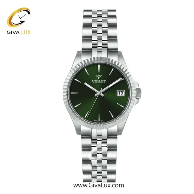 ساعت مچی اورجینال مردانه ویولت VIOLET نقره ای | نقره ای| سبز یشمی تیره| کد رفرنس 0558